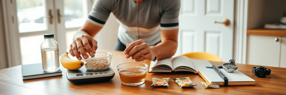 Cycliste préparant repas nutrition