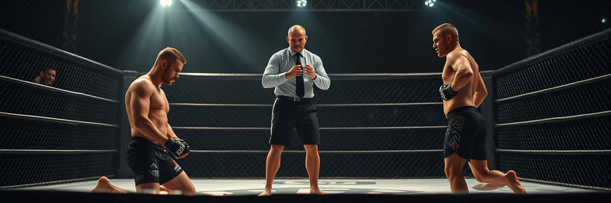 Arbitre stoppant un combat MMA