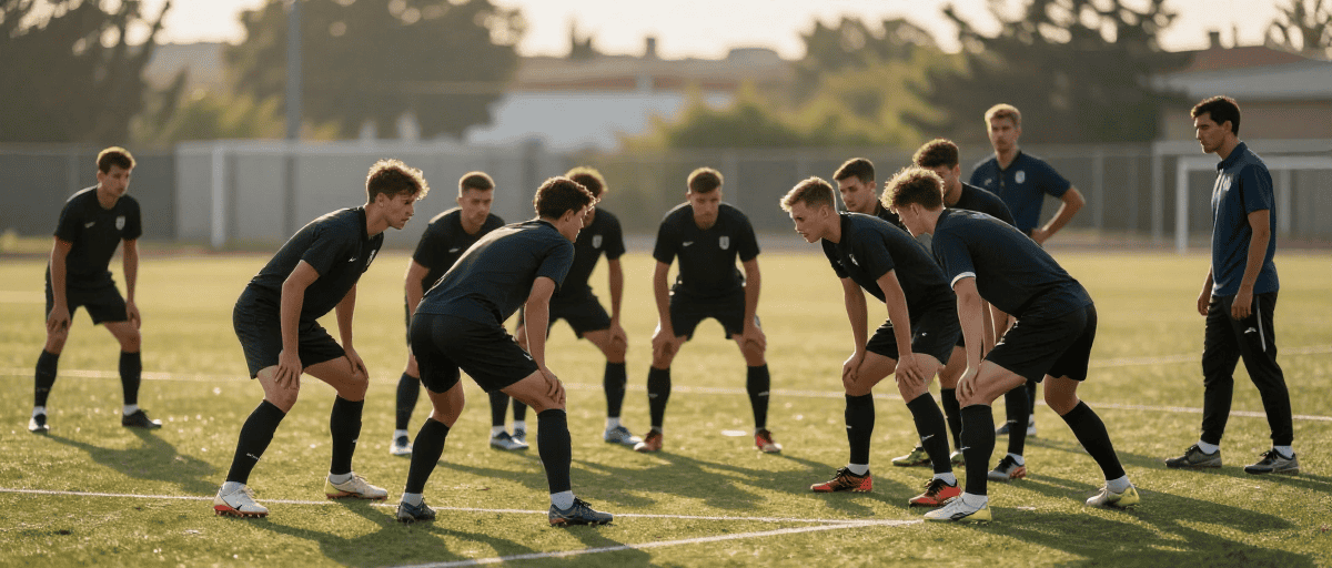 Bloc équipe serré football