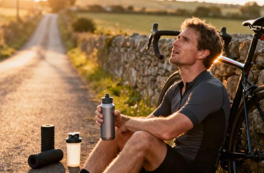 Cycliste en repos avec accessoires de récupération
