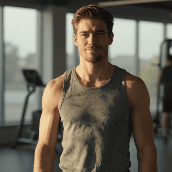 Homme musclé au gymnase, entraînement, silhouette athlétique, sport, fitness, salle de sport active.