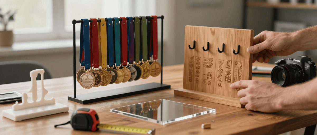 Medaille de sport avec classement et caméra pour activités sportives.