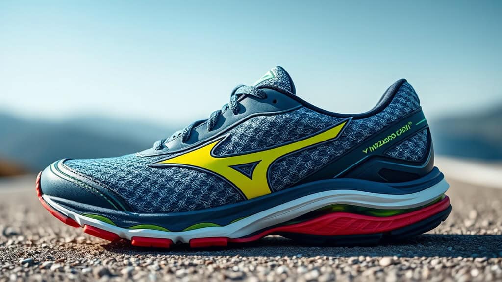 Chaussure de course Mizuno Wave Rider 24 pour hommes, confort et performance.