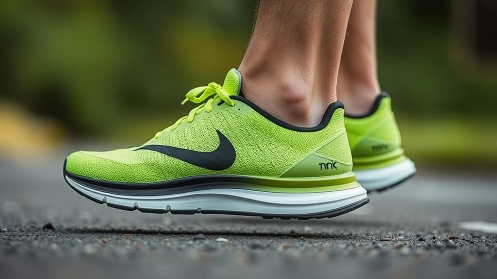 Chaussures de course Nike vertes pour hommes, légères et confortables, idéales pour la pratique spor.