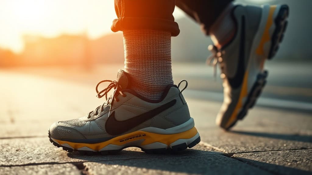 Chaussures de course Nike en mouvement lors d'une course matinale.