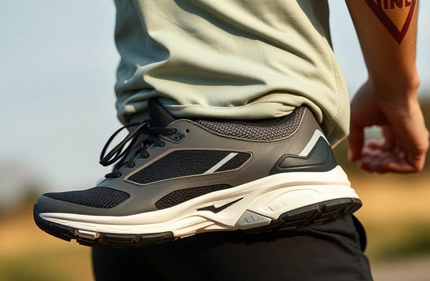 Chaussures de sport noires et grises pour course à pied.