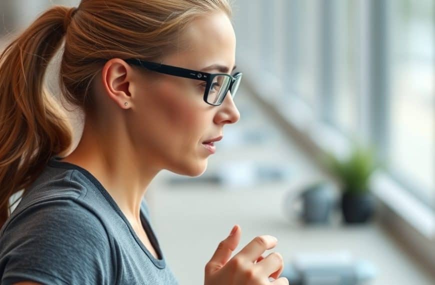 Femme portant des lunettes utilisant un smartphone près d'une fenêtre.