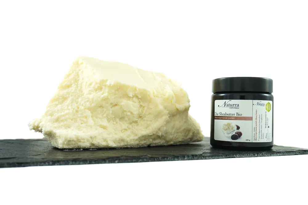 Bio Sheabutter unraffiniert kaltgepresst als Rohware mit 100g Glas für hochwertige Hautpflege und Naturkosmetik