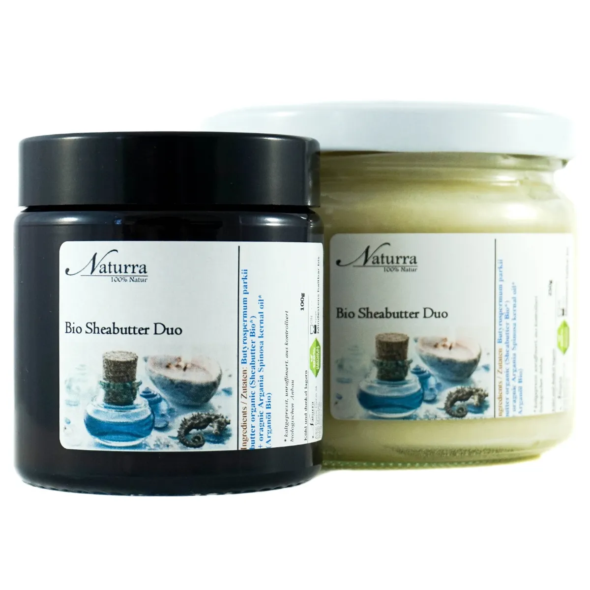 Bio Sheabutter DUO im 100 g und 250 g Tiegel – Hochwertige, naturreine Sheabutter für Haut & Haar