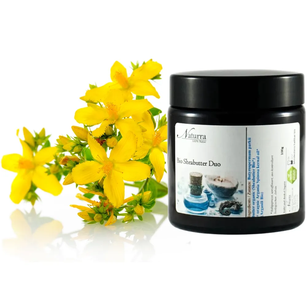 100g Johanniskraut-Butter aus Bio Sheabutter und Johanniskrautöl im Glas Tiegel