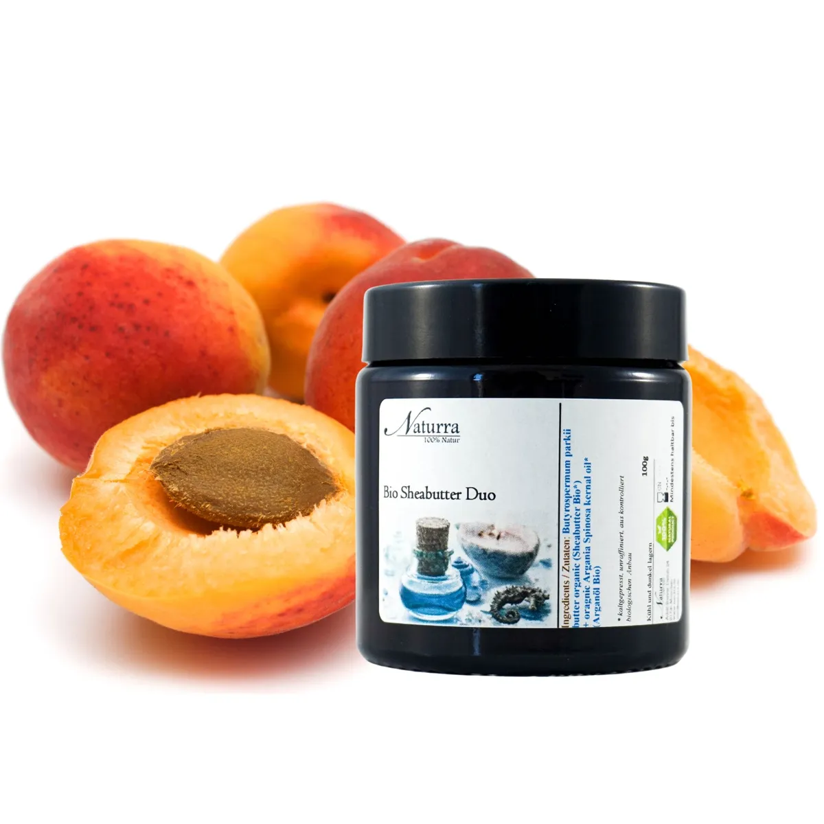 Bio Shea DUO 100 g mit Aprikosen – Exklusive 2-in-1 Mischung aus Sheabutter & Aprikosenkernöl