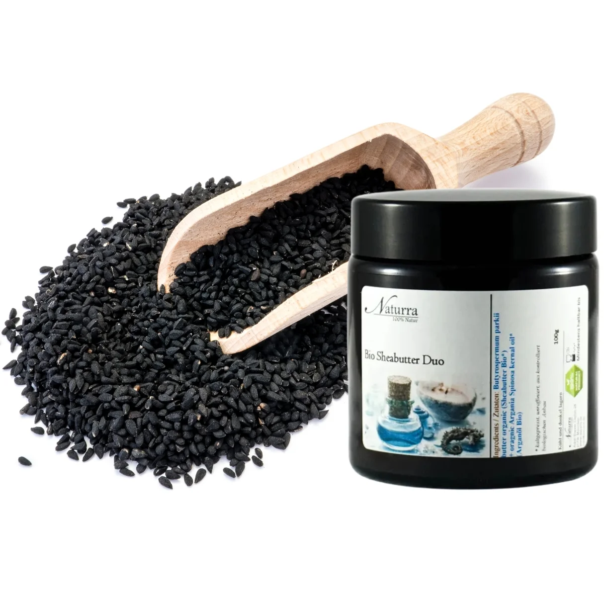 Schwarzkümmel-Butter aus Bio Sheabutter und Schwarzkümmelöl – Feuchtigkeitspflege für Haut & Haar