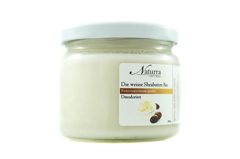 250g Weiße Bio Sheabutter im Glas von NAturra veganes Speise-Fett