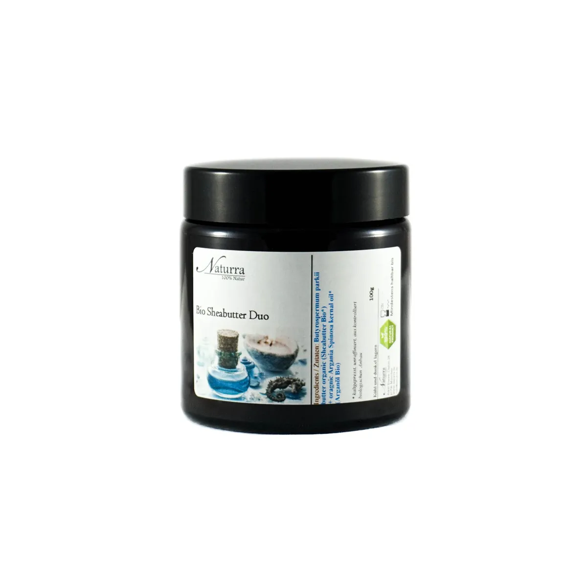 Bio Sheabutter DUO im 100 g Glastiegel – Exklusive 2-in-1 Kombination aus purer Sheabutter & Arganöl