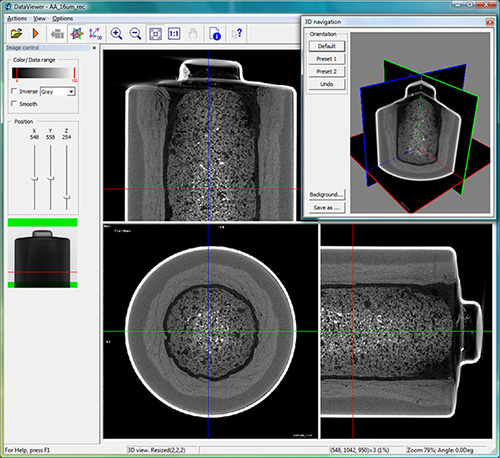 Battery scanned with micro-CT