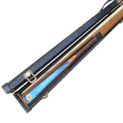 Blue Flash butt jointed machine spliced Pool cue and Croc' leatherette case deal.