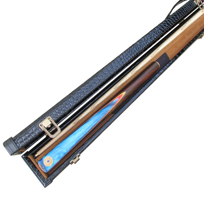 Blue Flash butt jointed machine spliced Pool cue and Croc' leatherette case deal.