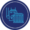Blue icon showing HVAC units within a circular border on a dark blue background, representing comprehensive Home Protection Plan services.