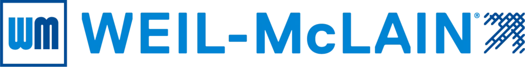 Weil-McLain logo with blue text and a stylized "WM" icon in a square on the left, representing excellence in HVAC and Plumbing solutions.