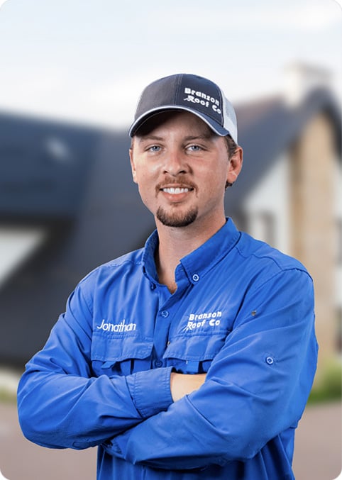 team-img-defaulth Jonathan, a crew member at Branson/Springfield Roof Co., dressed in company uniform and cap, smiling at the camera.