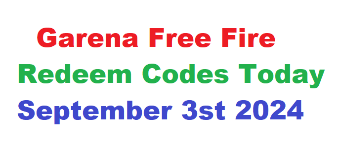 Garena Free Fire Redeem Codes Today, September 3st 2024