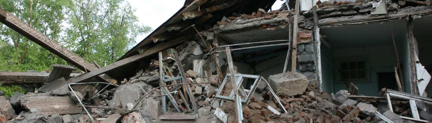 Vom Sturm zerstörtes Haus