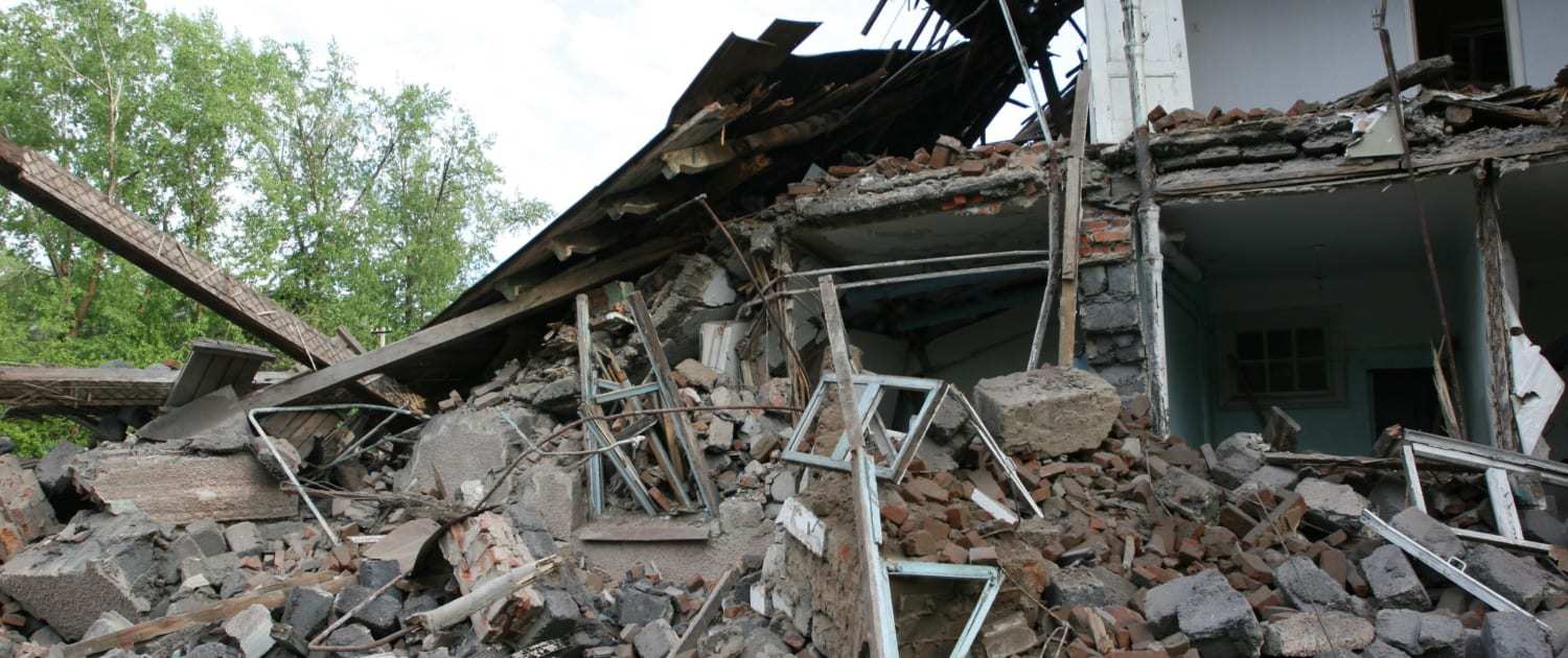Vom Sturm zerstörtes Haus