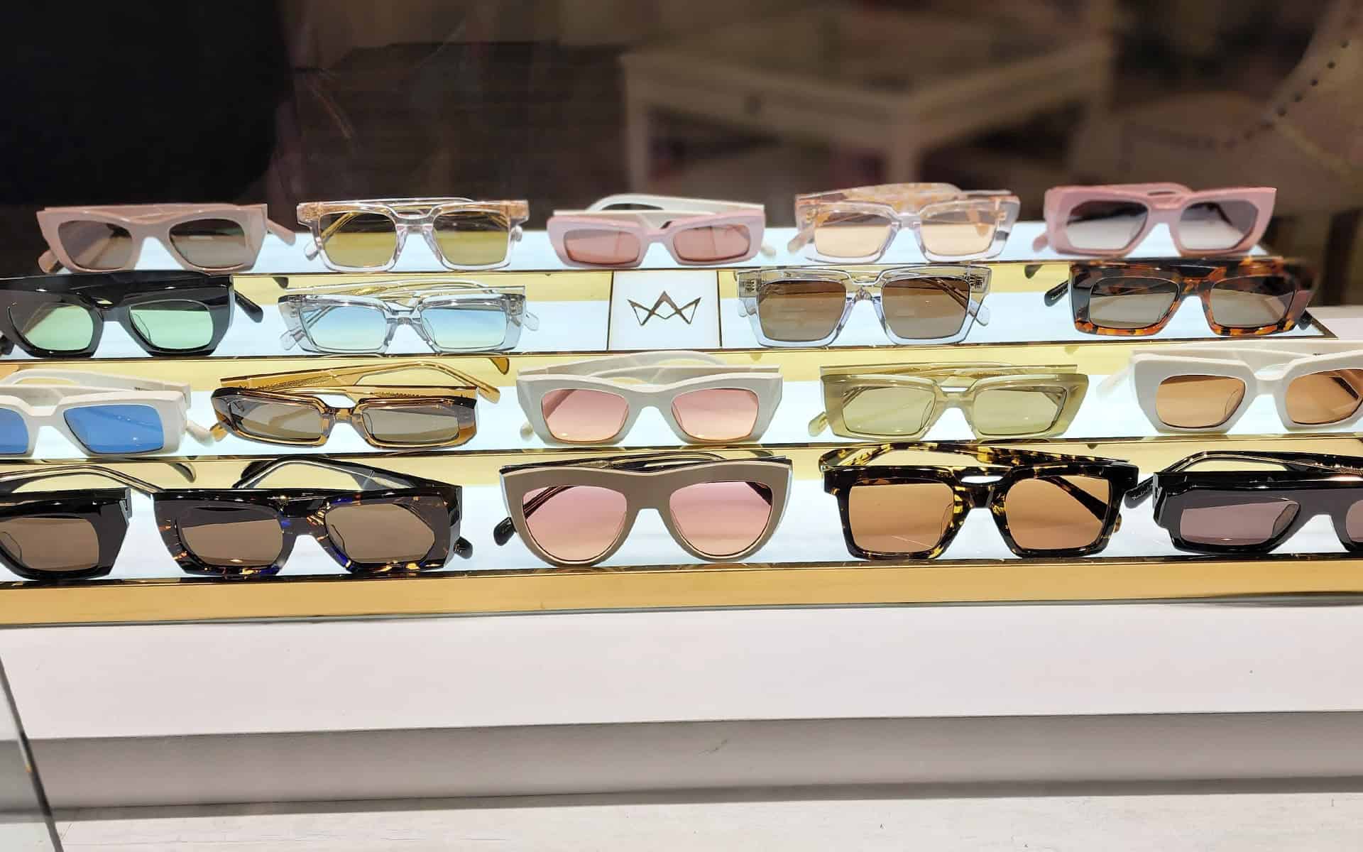 Designer eyewear on display at Byron Bay Eyecare
