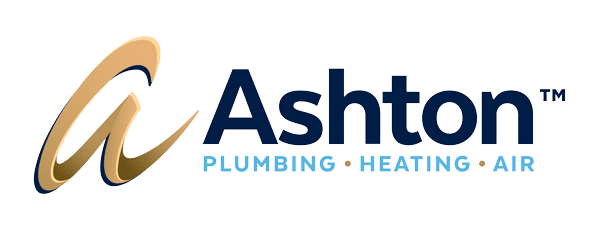 Ashton logo with stylized gold "a" and blue text reading "Ashton Plumbing • Heating • Air.