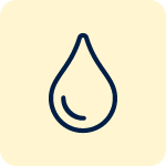 Simple black outline of a water droplet icon on a light beige background.