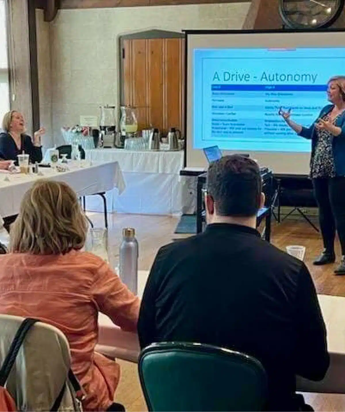 Business presentation at Cascades Manor conference room.