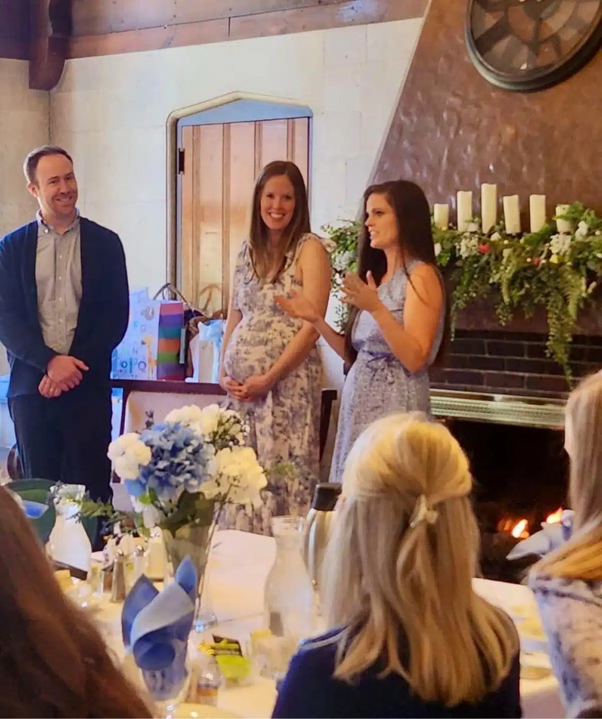 Elegant wedding celebration at Cascades Manor with guests and floral decor.