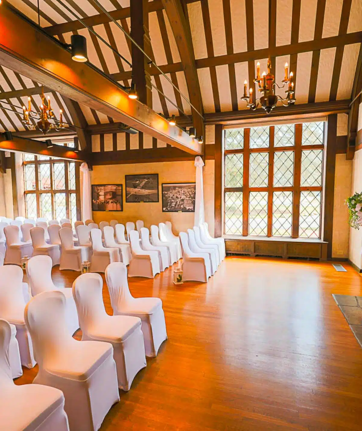 white chairs arranged for wedding guests