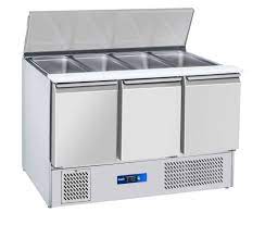 PRODIS  3 DOOR COMPACT SALADETTE TABLE, 4 X 1/1 GN TOPPING WELL