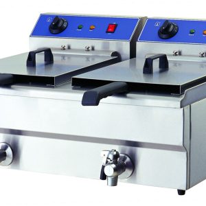 Infernus Countertop Electric Twin Tank Fryer With Tap- 2 x 16L