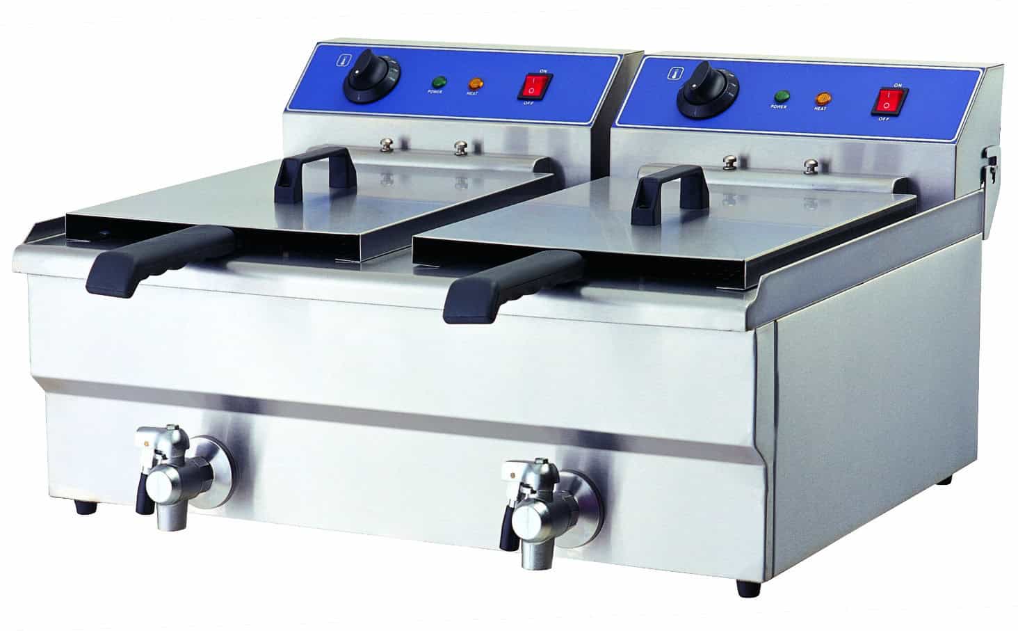 Infernus Countertop Electric Twin Tank Fryer With Tap- 2 x 16L