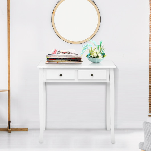Compact Writing Desk with Removable Hutch and 4 Storage Drawers