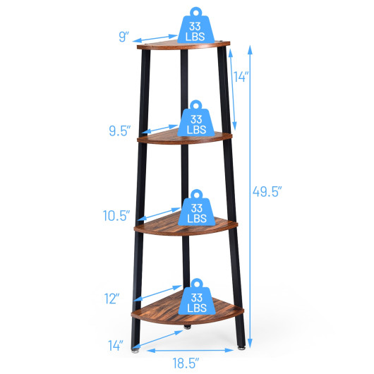 Industrial 4 Tier Corner Shelf Space-Saving Metal Storage Rack - Image 5