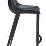 Black Faux Leather Barstool with Matte Steel Legs (Set of 2)