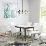 Modern White Faux Leather Dining Chair with Stainless Steel Legs (Set of 2)