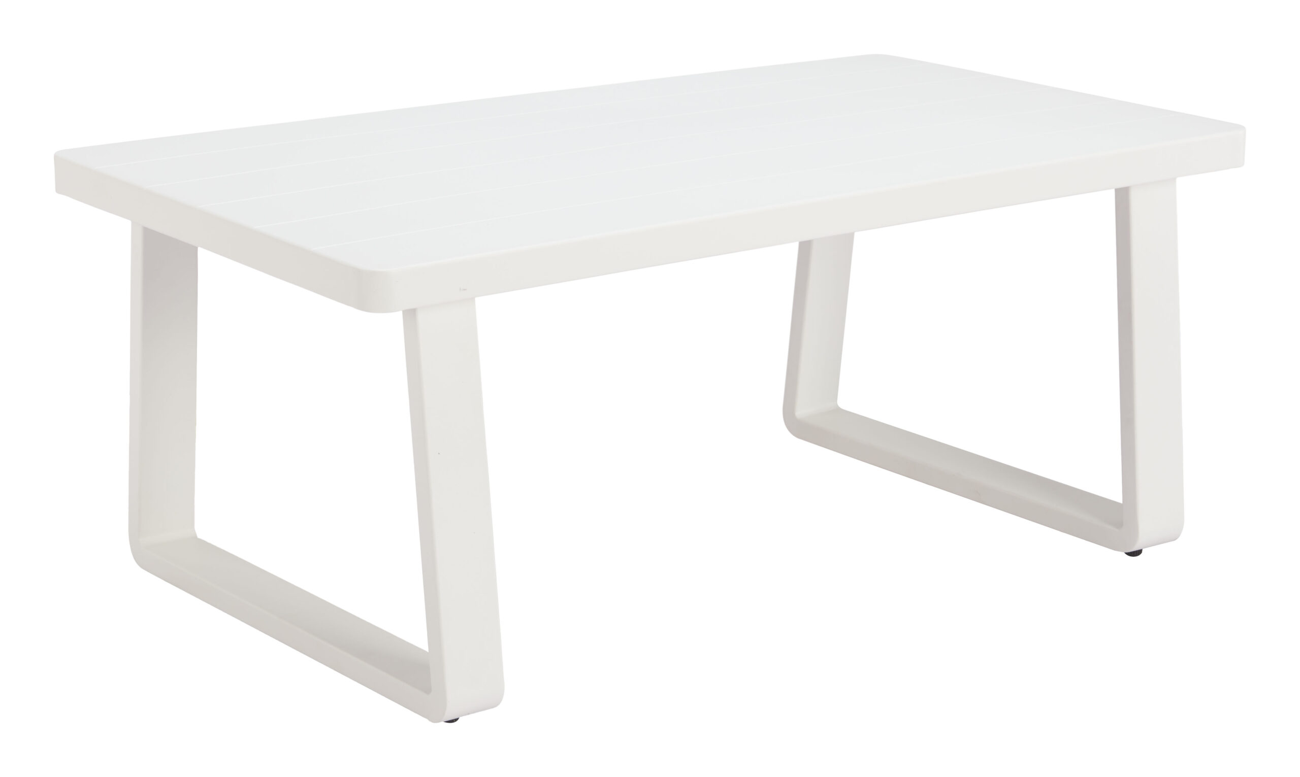 Modern White Aluminum Outdoor Coffee Table, Weather Resistant Design