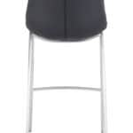 Black Faux Leather Barstool with Brushed Steel Legs (Set of 2)