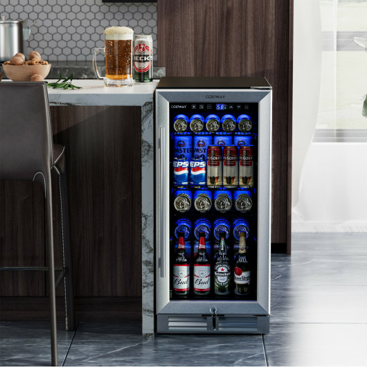 15 Inch 100 Can Built-in Freestanding Beverage Cooler Silver - Image 6