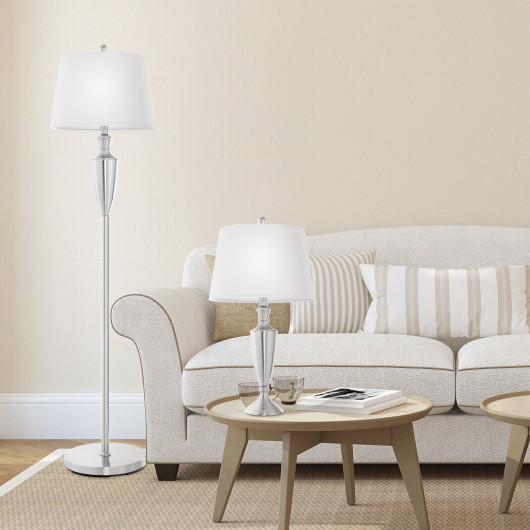 Modern Silver Floor and Table Lamp Set (Set of 3)