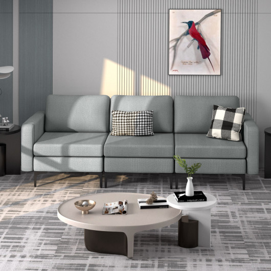 Convertible Sectional Sofa with USB Ports and Magazine Pockets (3-Seat)