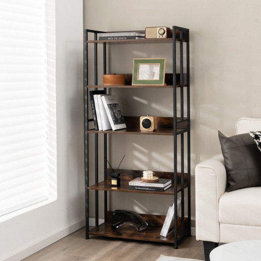 Industrial 5-Tier Adjustable Bookshelf and Display Rack