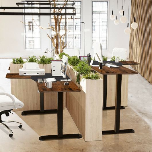 L-Shaped Electric Standing Desk with Adjustable Height and Memory