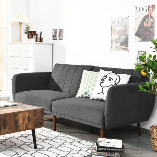 Adjustable Convertible Futon Sofa Bed with Wood Legs