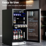15 Inch 100 Can Built-in Freestanding Beverage Cooler Silver