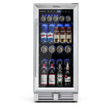 15 Inch 100 Can Built-in Freestanding Beverage Cooler Silver